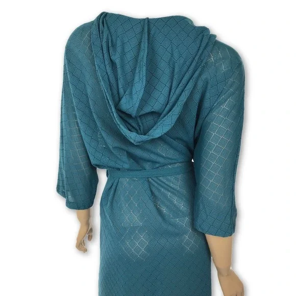 Prism Size 4 Hooded Teal Green Sashed Robe Short Sleeve Lightweight MSRP $1425 - Picture 4 of 8